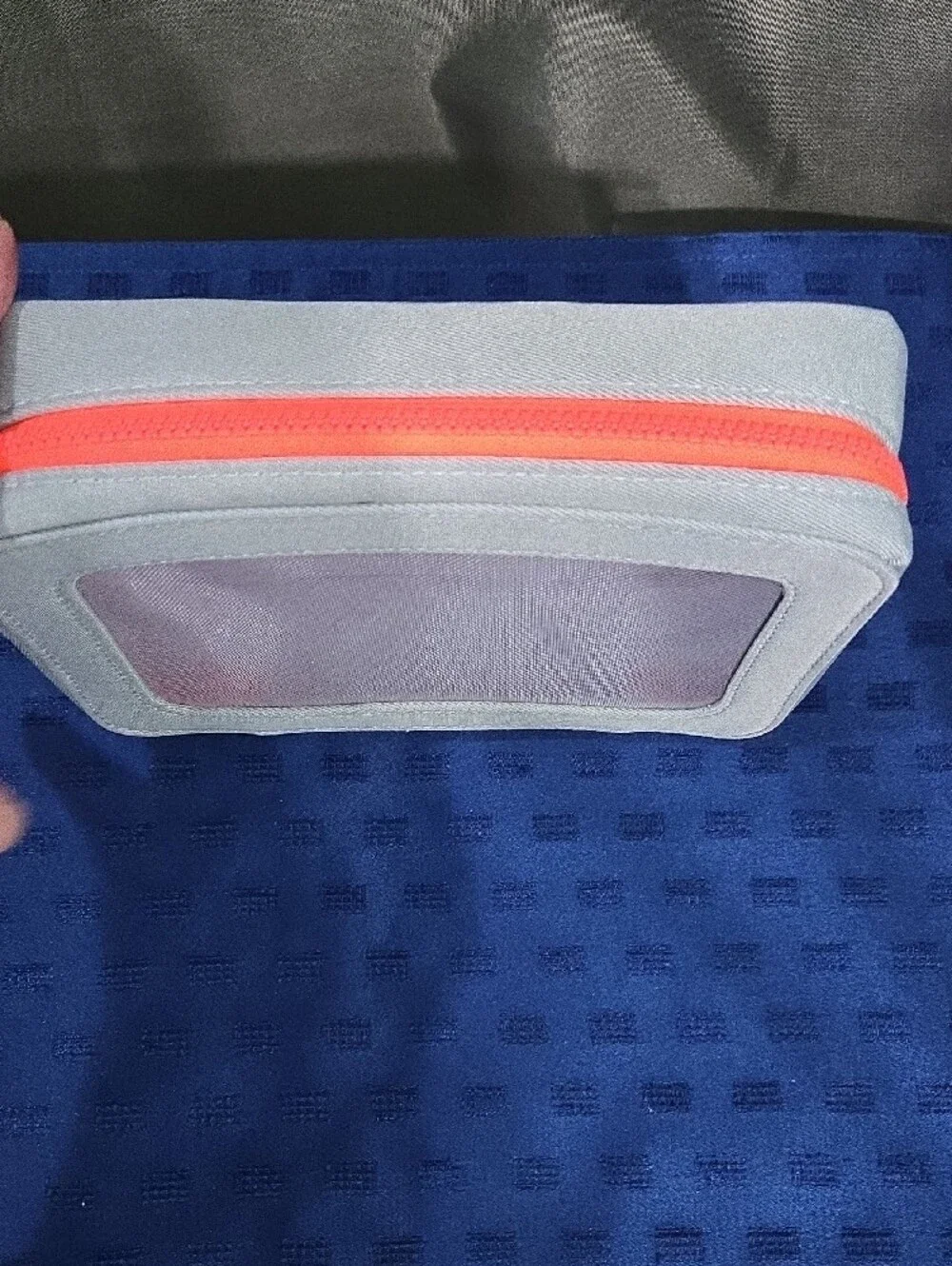 Women's Light Gray Cosmetic Pouch with Coral Zip